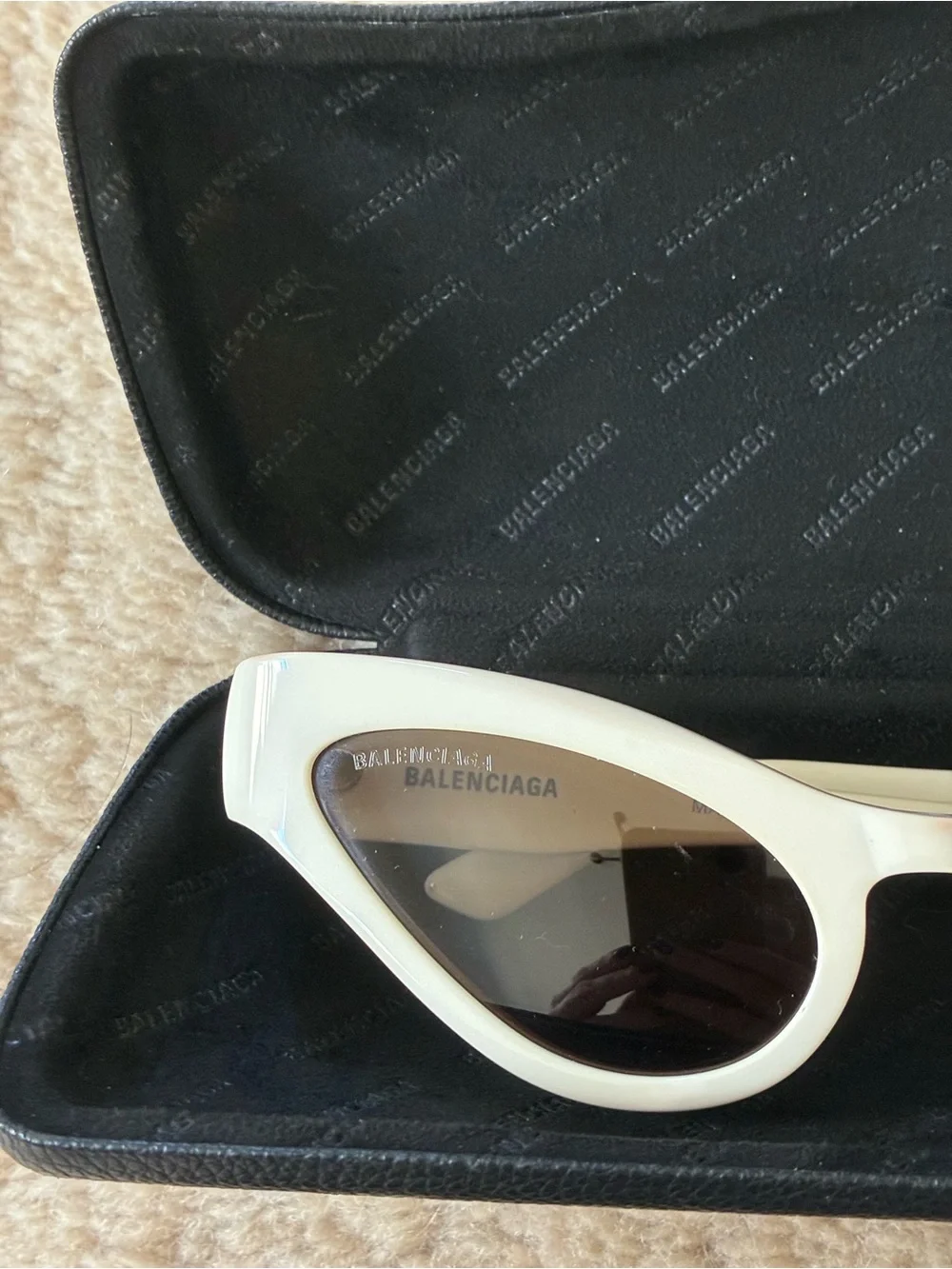 Balenciaga BB0176S white acetate cat eye sunglasses